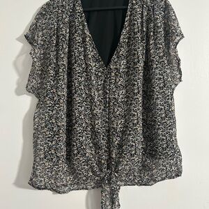 Floral Black and White Women's Top